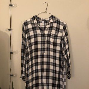 Gingham Print Tunic Length Top